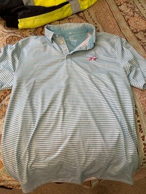 Forestone Light Blue & White Striped Polo Shirt